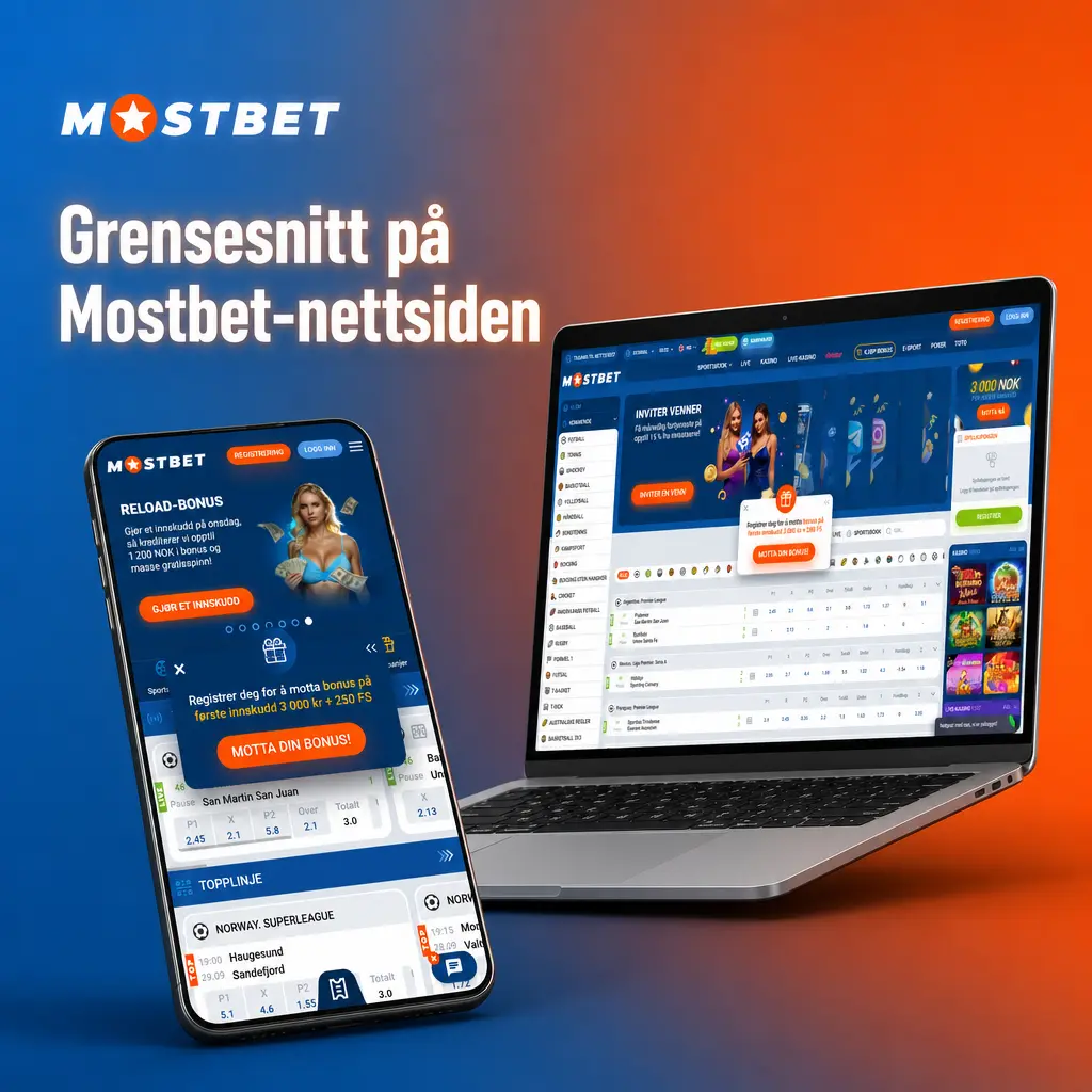 Grensesnitt på Mostbet-nettsiden
